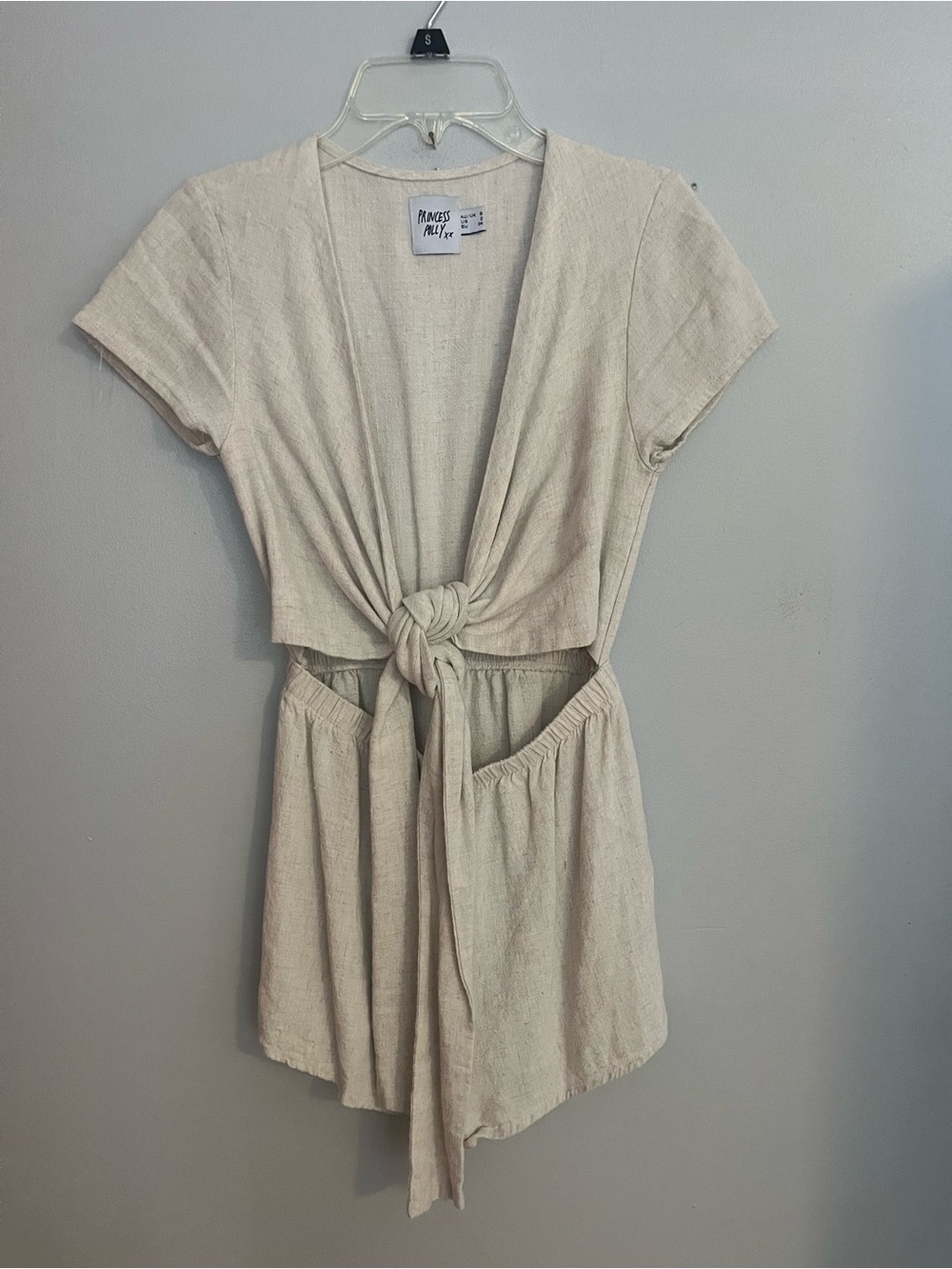 Princess Polly‎ Natural Beige Linen Romper